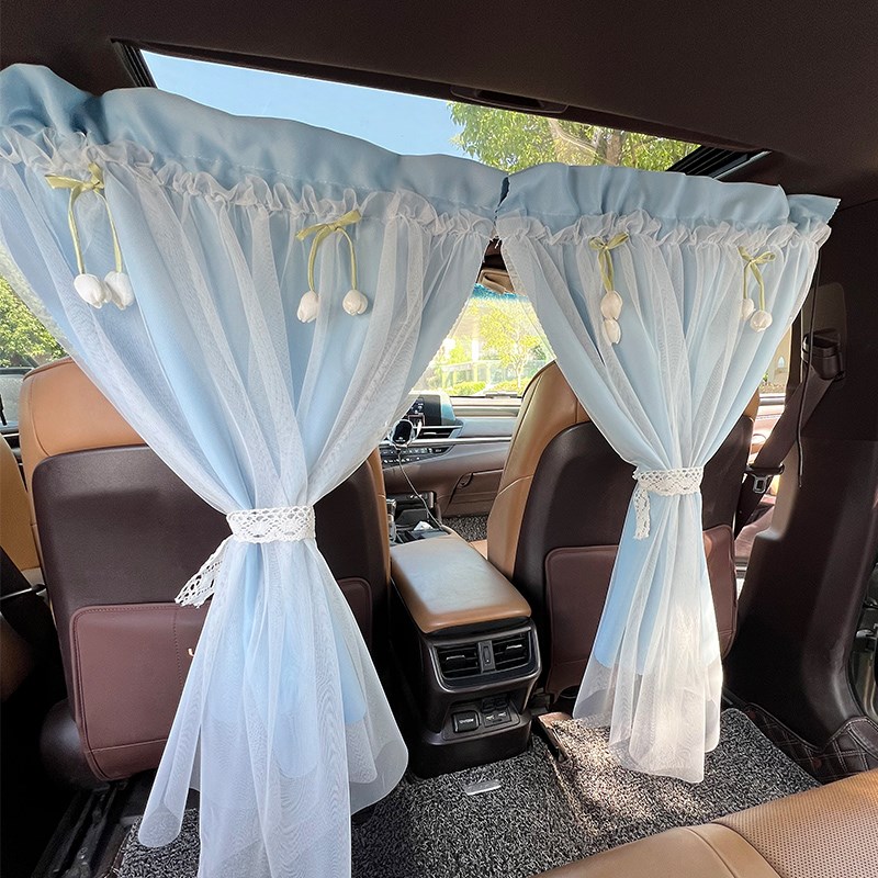 汽车隔断帘车内后排阻断隔档帘防隐私防窥空调S隔离帘双层带纱帘