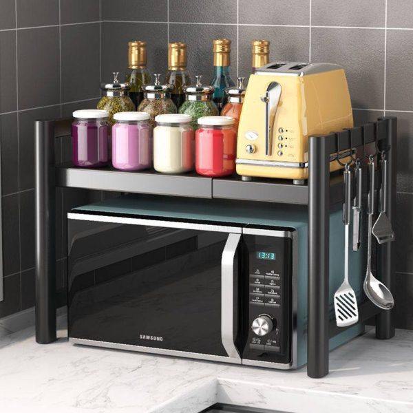 本王可伸缩厨房置物架双层家用台面置物架收纳烤箱微波炉架妙琦,厨房/烹饪用具,微波炉置物架,淘宝优惠券,粉丝福利购,淘宝优惠卷