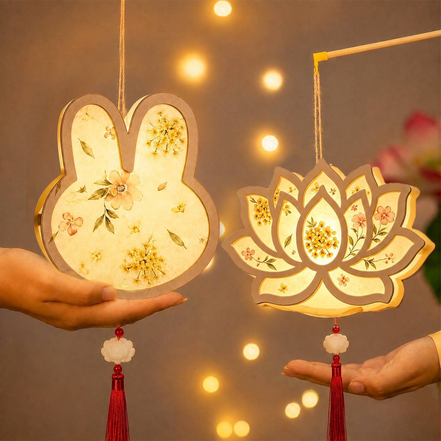 中秋节兔子花灯手提古风灯笼