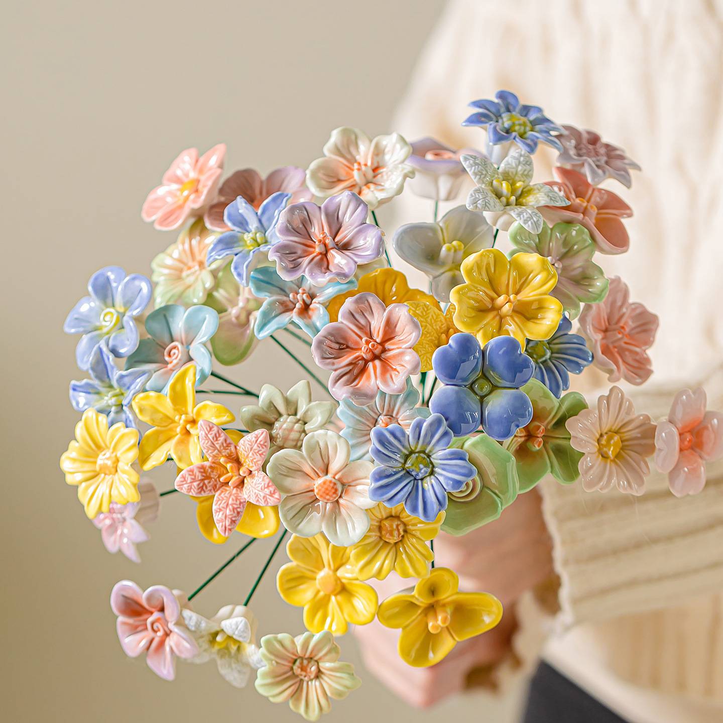 diy陶瓷花束永生花送女友母亲节