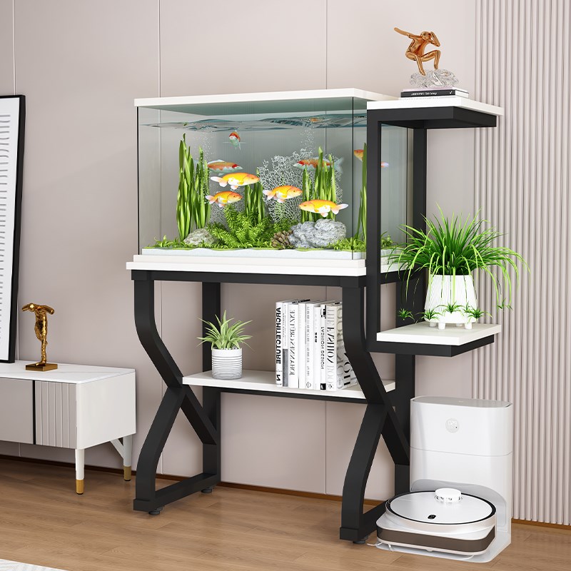 新思想现代宠物独立式桌面鱼架定制铁艺水族箱鱼缸花架一体入户架