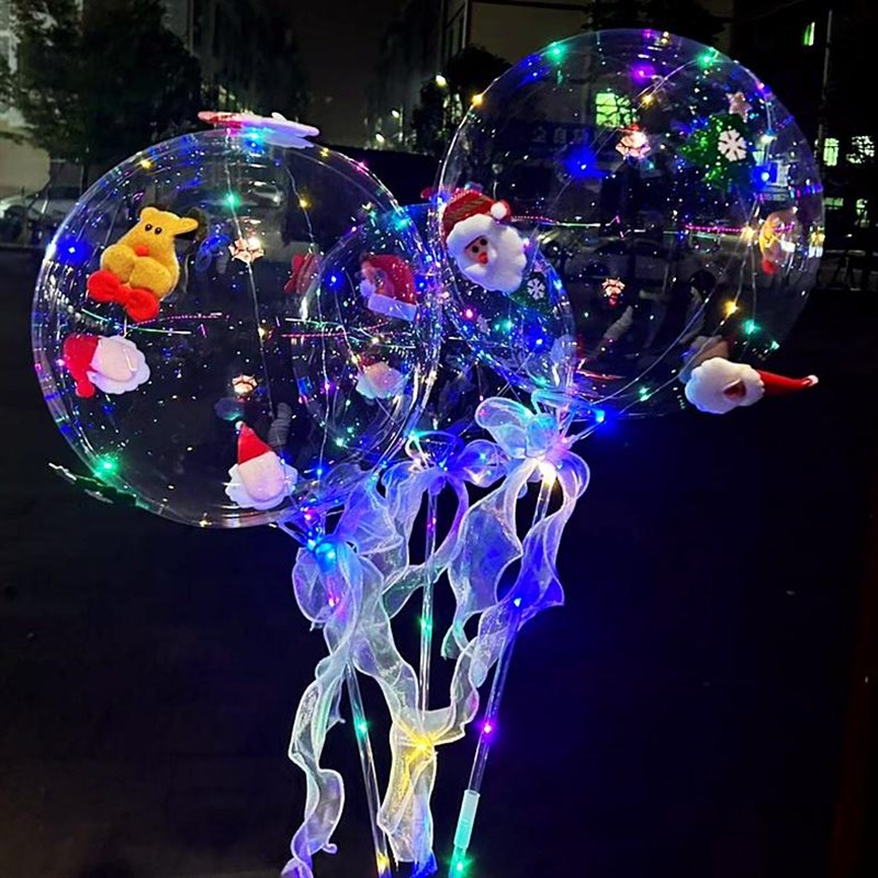 网新款红发光圣诞波波球带灯气球节日礼物气氛装扮道具夜市摆地摊