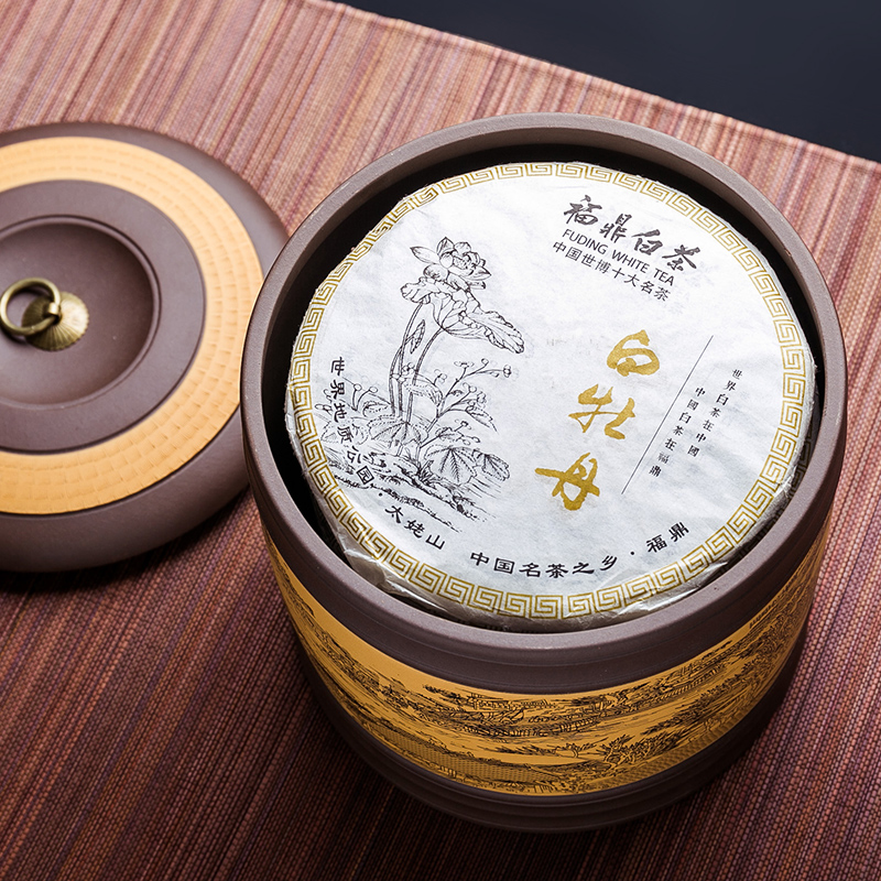 紫砂茶叶罐大码号陶瓷宜兴u手工紫砂泥刻绘七饼密封储茶罐醒茶米