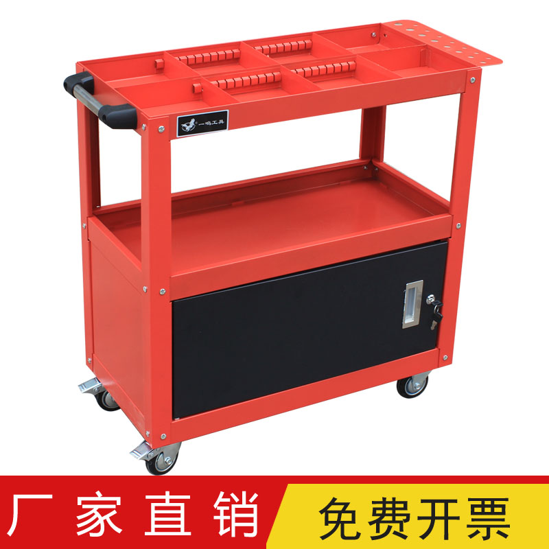 三层工具车车间工具收纳r封闭便携式手推车零件车周转搬运组装配