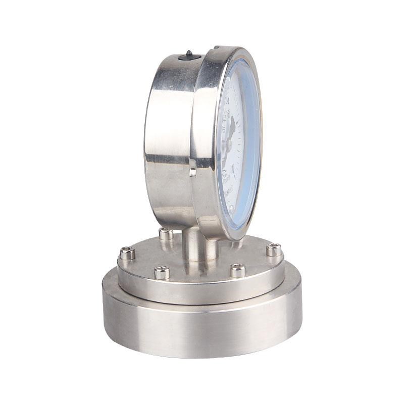 不锈钢膜片压力表YTF100BF 法兰连接微压表千帕表S耐腐蚀耐高温KP