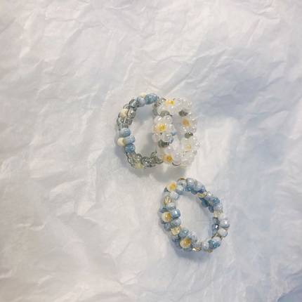 买二送一大理石系列ylyl戒指O手工编织进口瓷珠