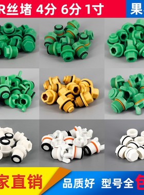 PPR4分外丝堵头6分免生料带PPRC外牙塑料管堵管帽水管配件带皮圈2