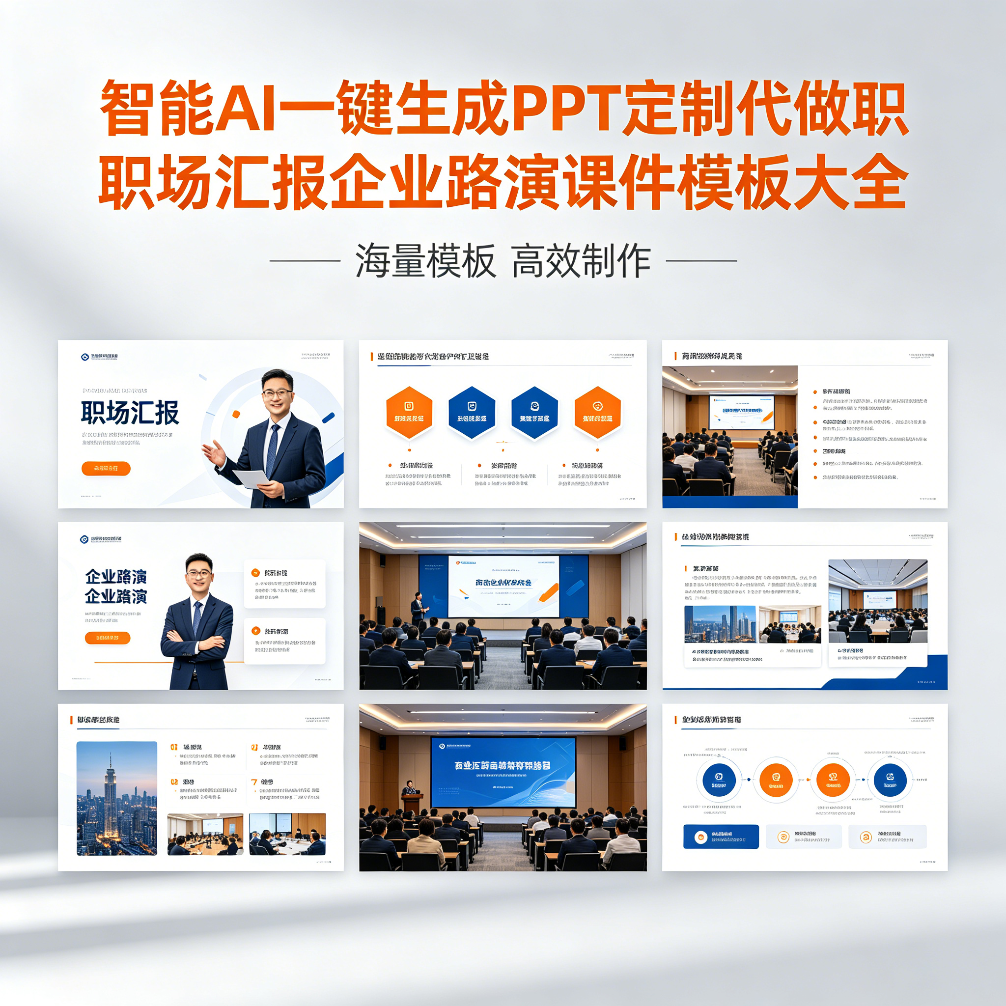 智能 AI 一键生成 PPT 定制代做职场汇报企业路演课件模板大
