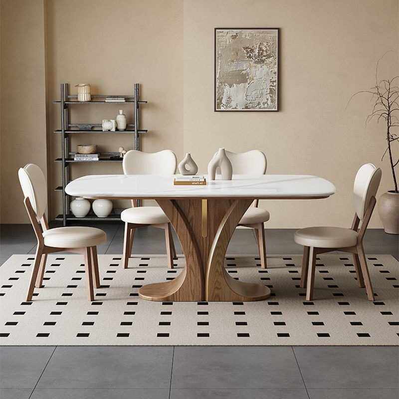 超晶石餐桌椅组合微晶石长方形实木吃饭桌子小户型北欧北欧风高颜