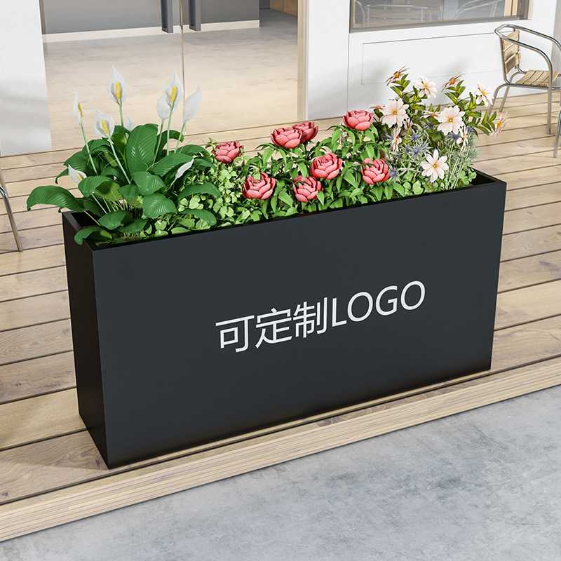 户外铁艺花箱不锈钢围栏高低花池组合金属长方形隔断庭院外摆花槽