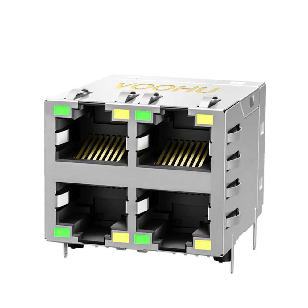 【现货】四口千兆rj45模块带灯 2x2双层母座 SYT22Q146DB2A2DB057