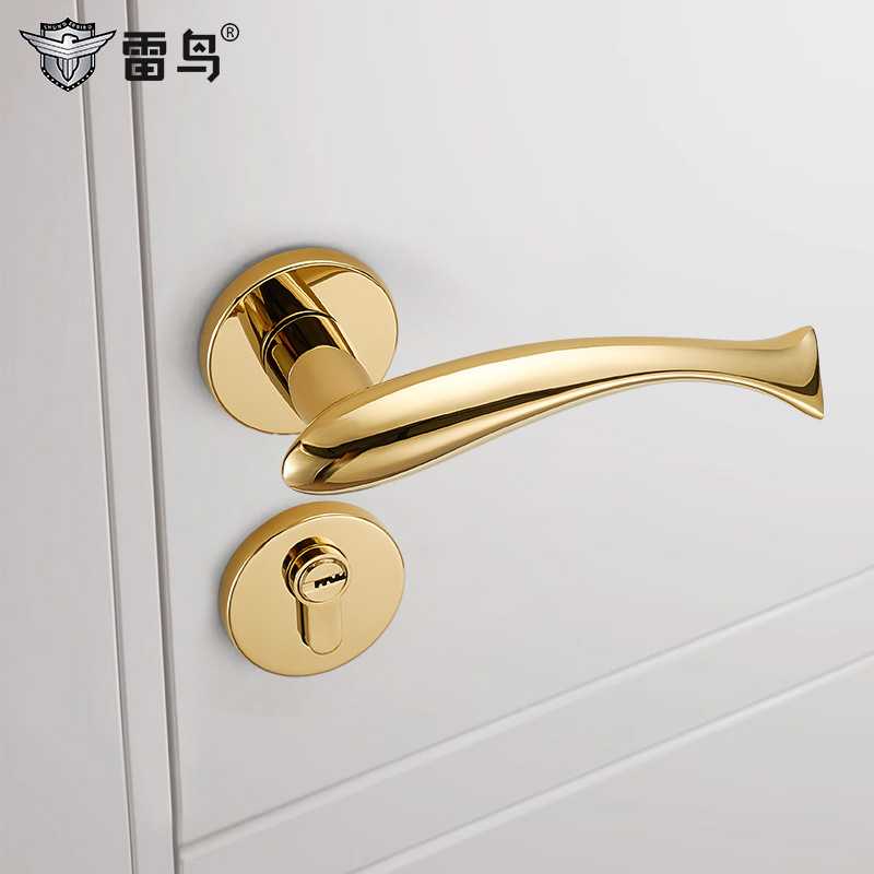 雷鸟鲤鱼跃龙门创意门锁卧室门锁木门门把手法式轻奢金色小鱼门锁