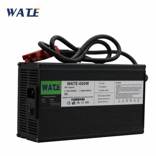 WATE 37.8V10A充电器 9S 33.3V锂电池充电器 黑色铝壳带风扇