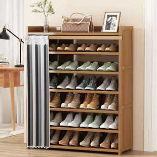竹楠木简易鞋架多层省空间家用防尘鞋架子进门门口收纳组装鞋柜子