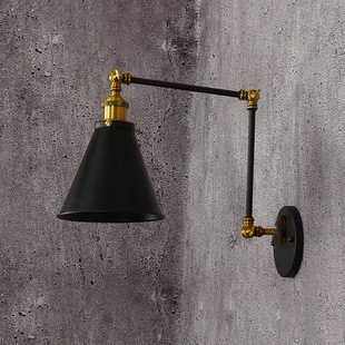 美式乡村loft卧室床头壁灯 长臂咖啡厅餐厅复古摇杆铁艺LED壁灯