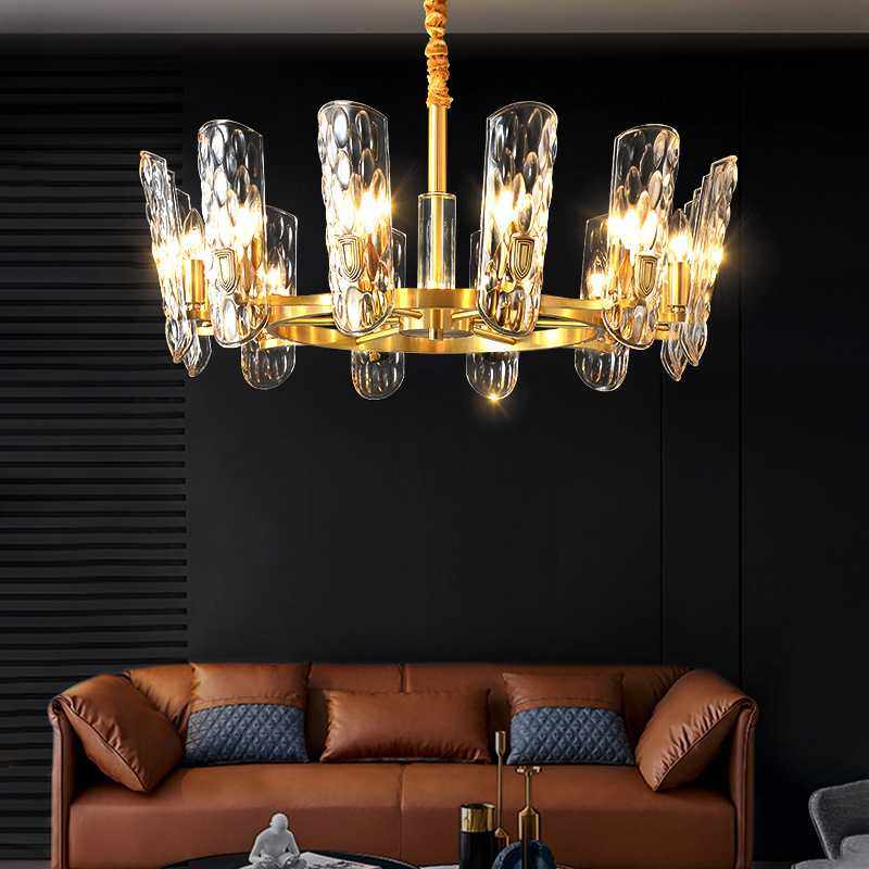 轻奢后现代水晶吊灯欧式客厅灯大气餐厅灯美式全铜灯港式别墅灯具