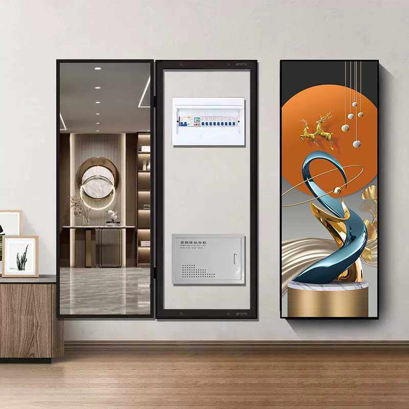 强弱电箱装饰镜遮挡隐藏式全身镜入户玄关装饰画推拉定尺寸入户门