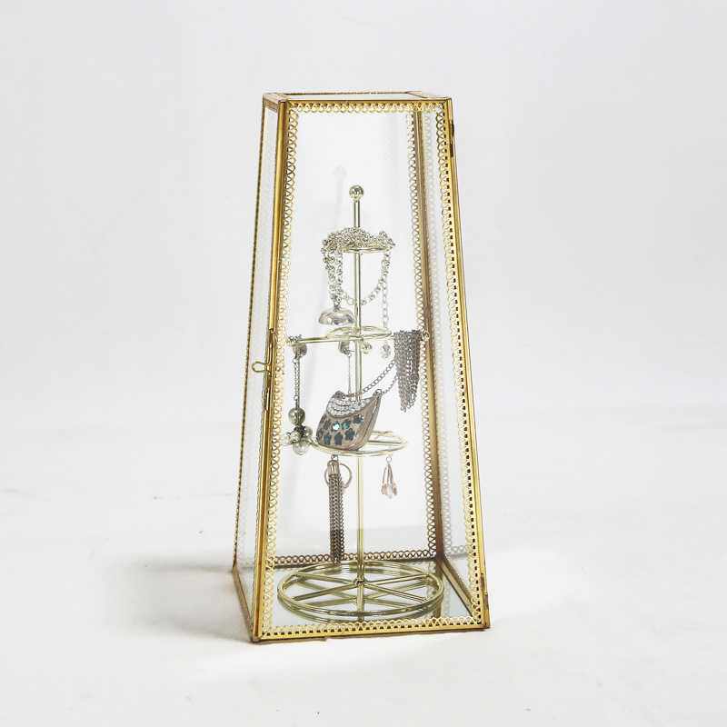 铜边框镶嵌磨边玻璃盒欧式珠宝饰品展示玻璃罩珠宝收纳盒展示盒