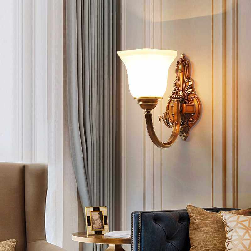 美式壁灯全铜复古欧式客厅背景墙装饰卧室床头2025新款别墅楼梯灯