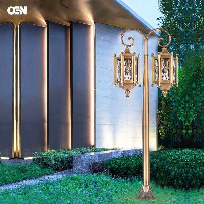 欧式户外防水复古庭院灯LED全铜方形花园别墅草坪灯led景观落地灯