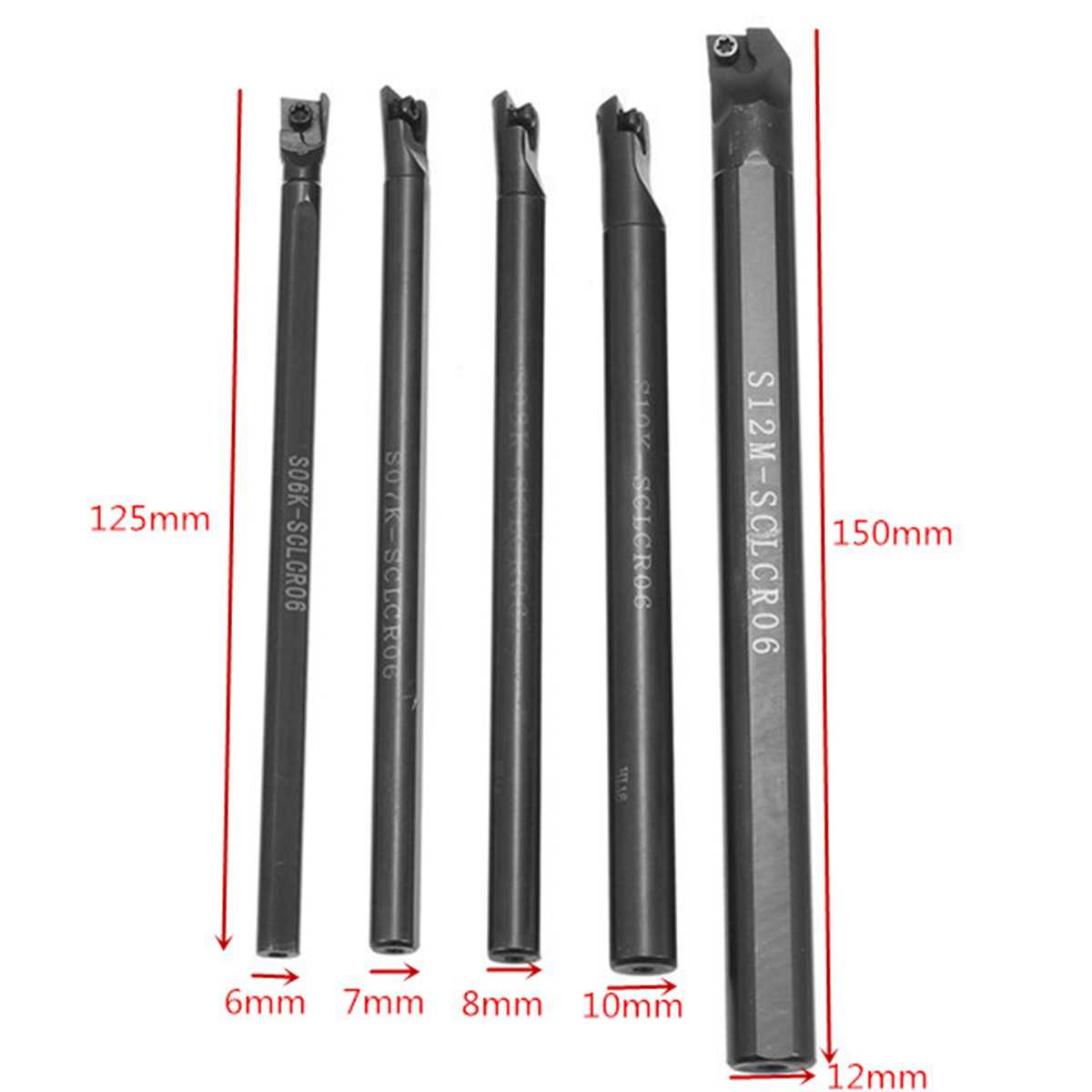 数控刀杆CLCR 6/7/8/10/12mm车床镗杆+ 10个CCMT0602刀片+5个扳手