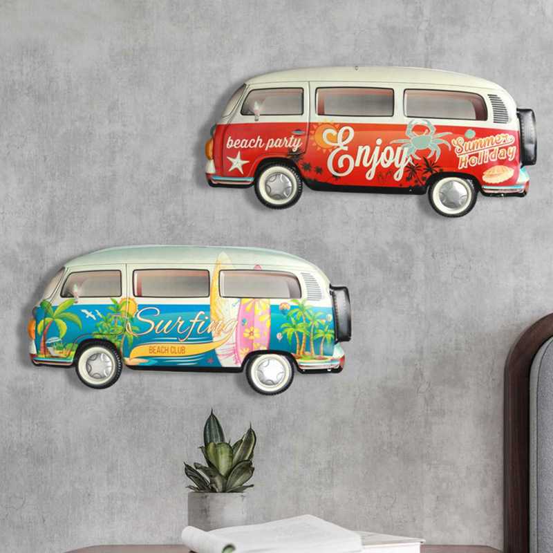 美式乡村复古立体装饰壁挂酒吧咖啡厅儿童房墙面旅行汽车铁皮画