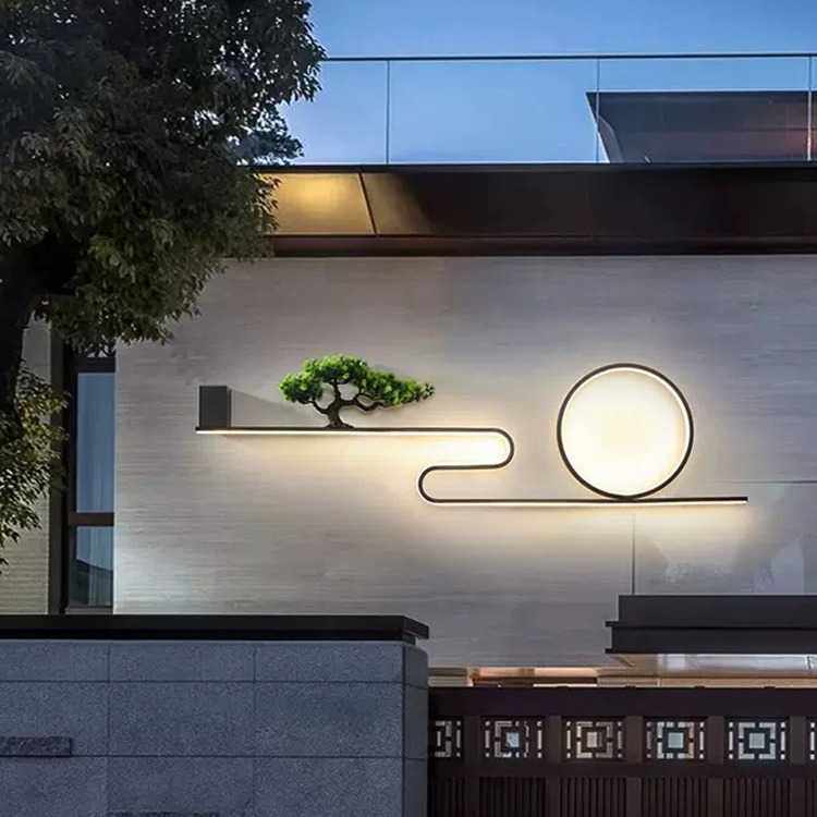 墙灯ZHF 户外壁灯背景墙灯室外防水庭院灯景观装饰新中式花园别墅