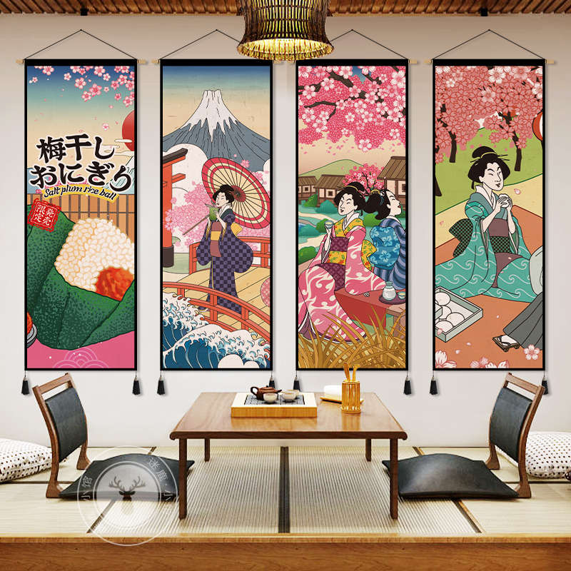 日式美食布艺挂画民宿餐厅墙面装饰D背景布居酒屋寿司店挂毯装饰图片
