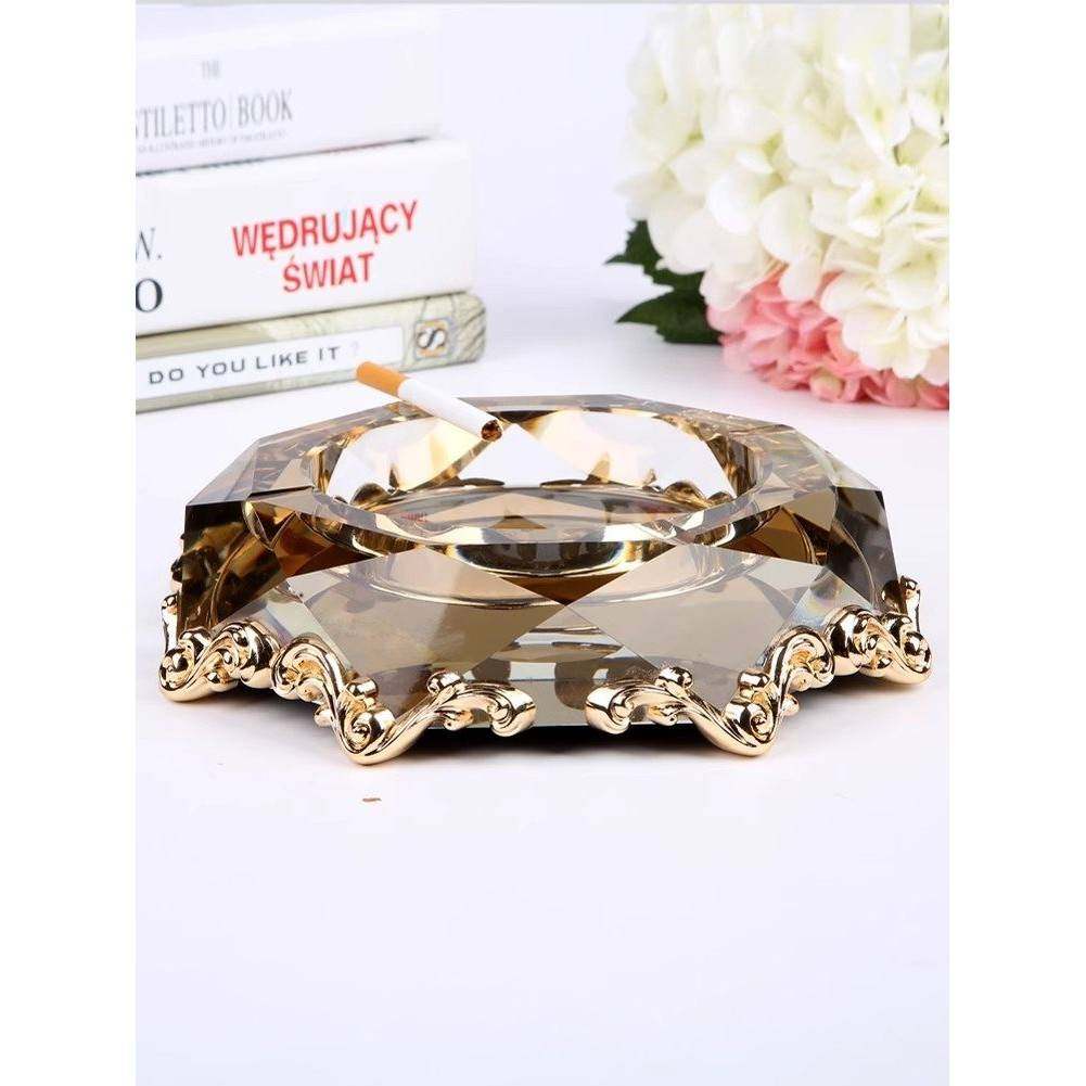 奢华烟灰缸创意个性潮流水晶玻璃欧式大号家用客厅办公室酒店烟缸