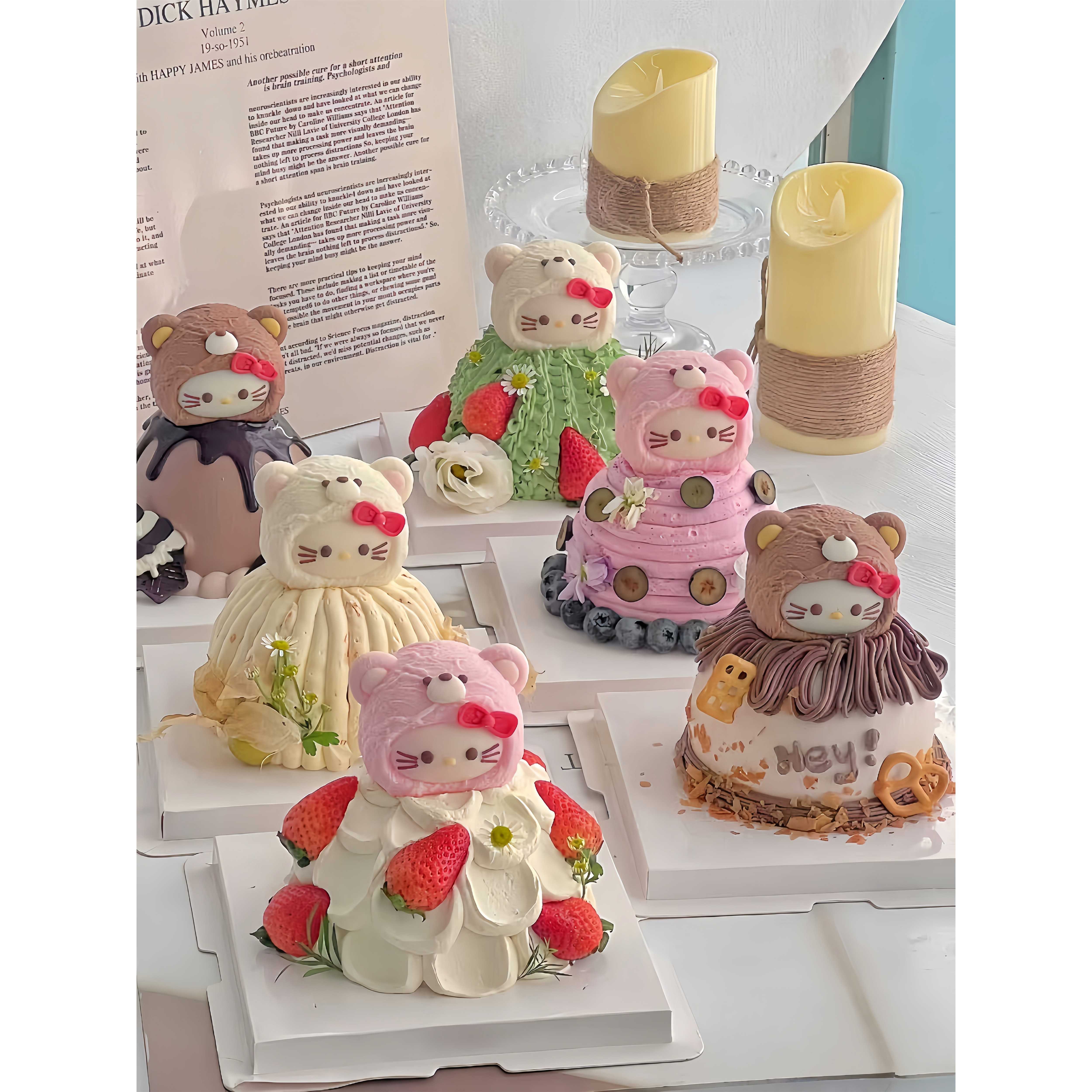 KT猫巧克力蛋糕装饰摆件成品卡通可爱生日蛋糕甜品烘焙摆件可食用