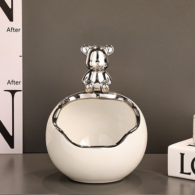 入户门口玄关放钥匙置物架收纳摆件轻奢高档鞋柜客厅暴力熊装饰品