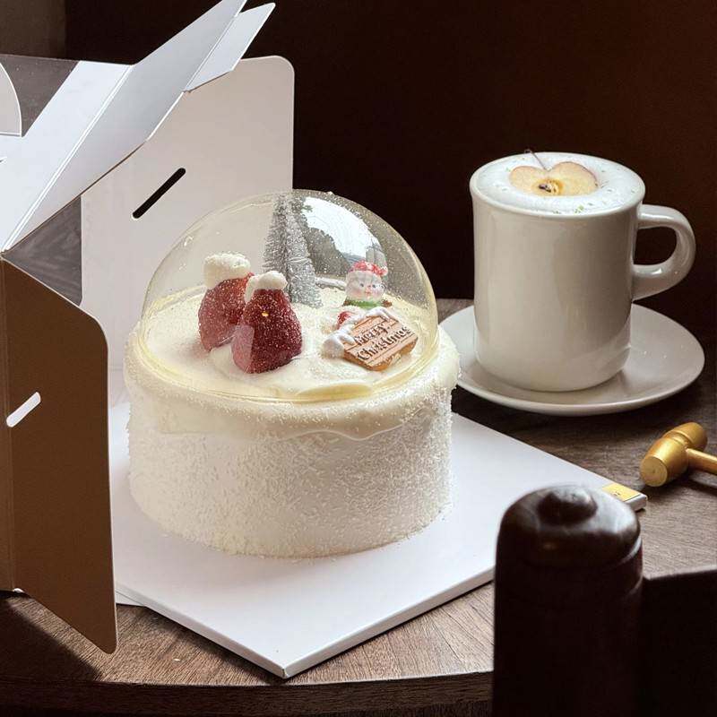 简约ins风圣诞水晶球风格甜品蛋糕装饰圣诞老人雪人迷你小摆件
