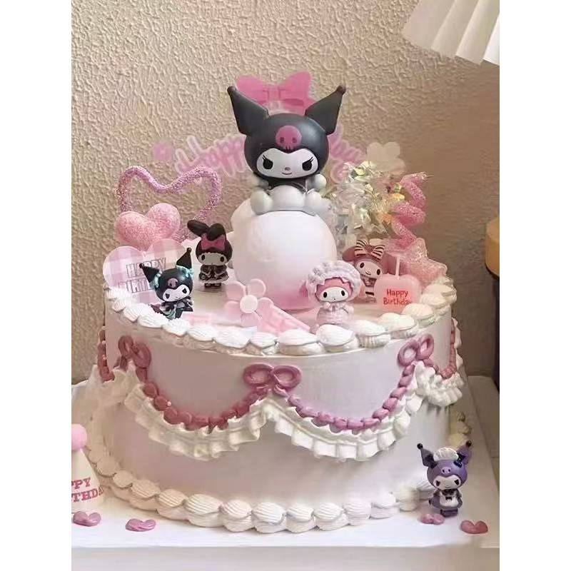 库洛米生日蛋糕装饰摆件美乐蒂三丽鸥玉桂狗插件kt猫帕恰狗