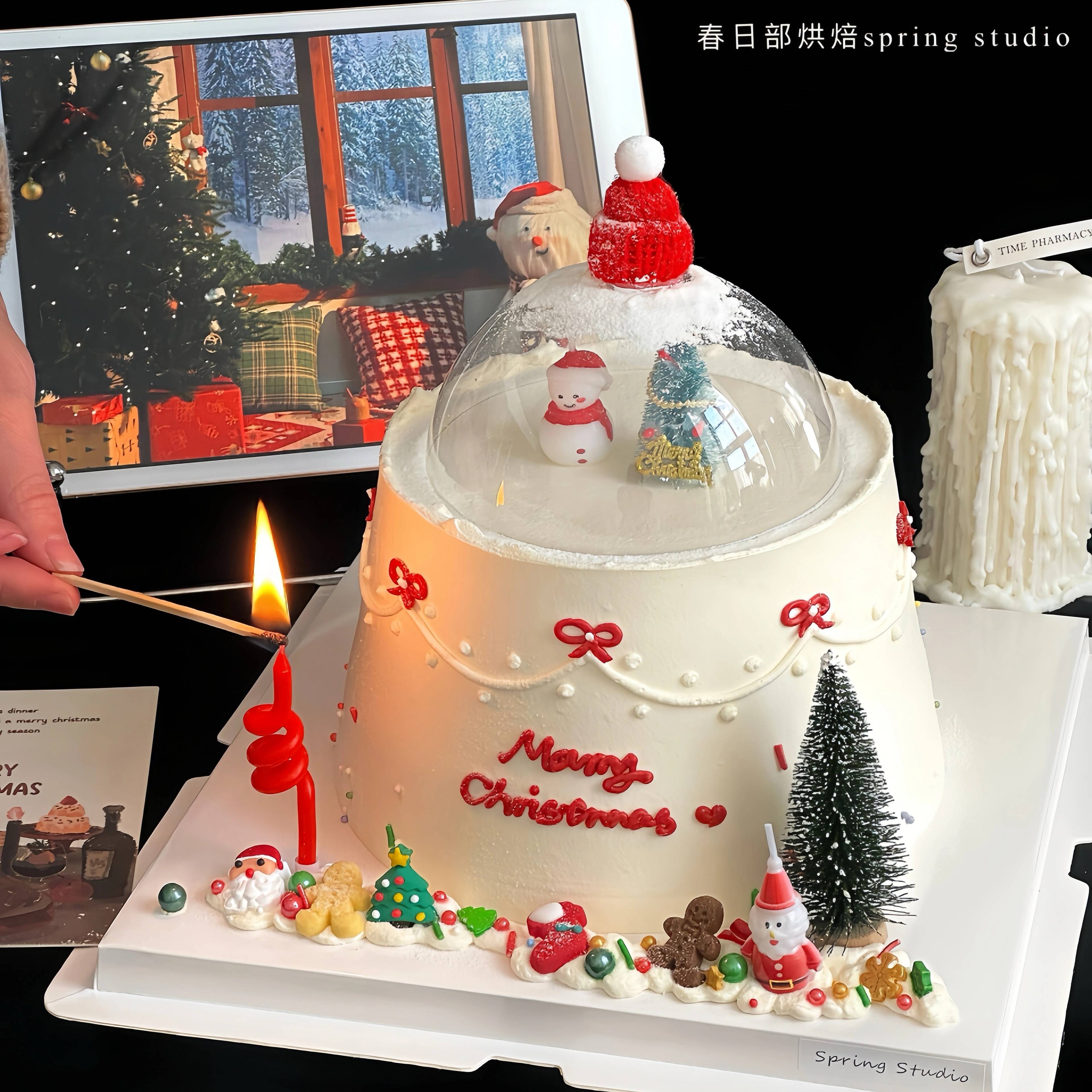 2026圣诞节ins蛋糕装饰插件创意雪人水晶球摆件雪松糖果饼干装扮