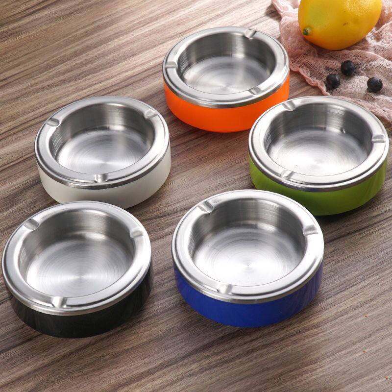 塑料家用不锈钢烟灰缸网吧家居客厅金属加厚小号防摔个性烟缸创意