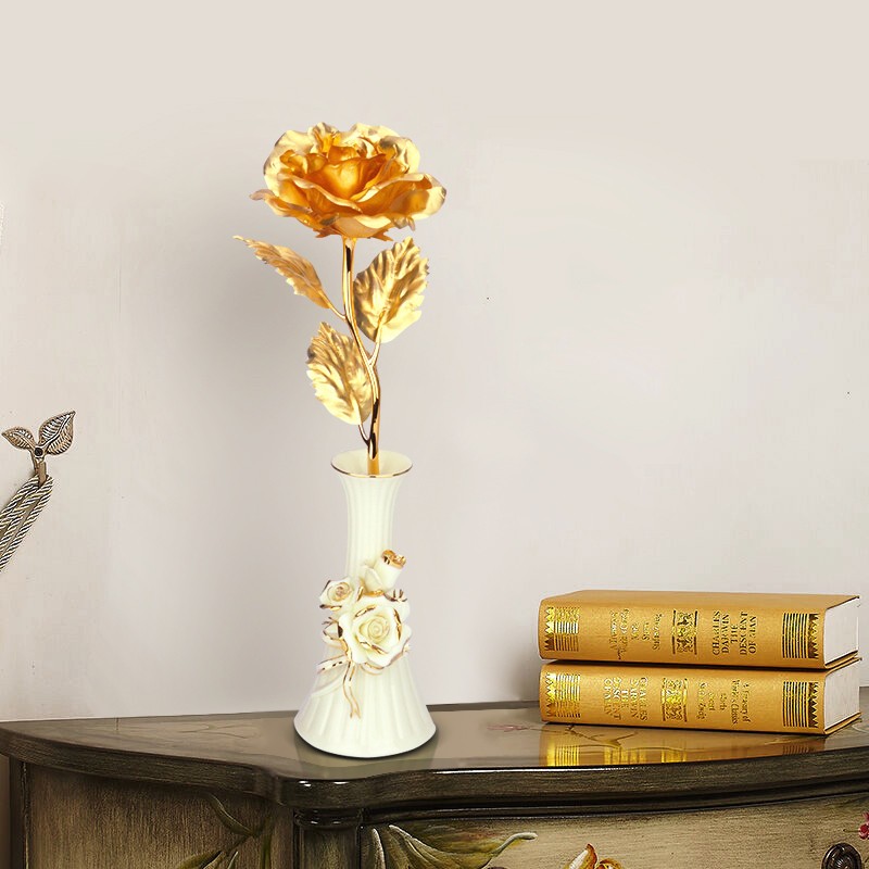 金箔花3朵送礼送女友金箔玫瑰花订婚装饰DIY摆件直播间活动特惠