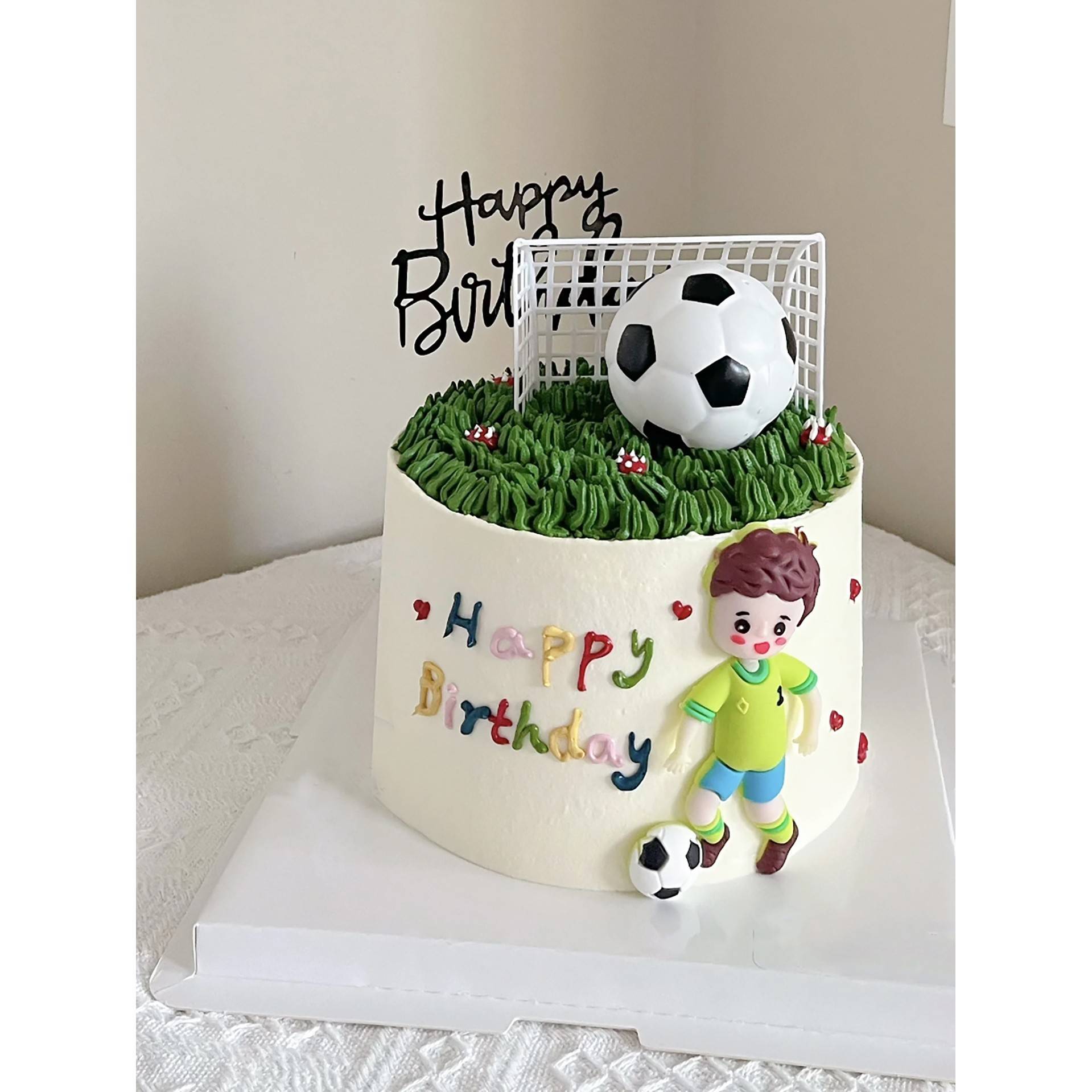 足球主题蛋糕装饰孩子的生日奖杯装饰软橡胶足球男孩男孩蛋糕插入