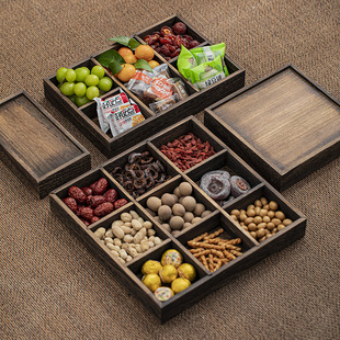 木质桐盘煮茶干果家用果围炉小吃下午托盘宫格盘点心零食中式茶点