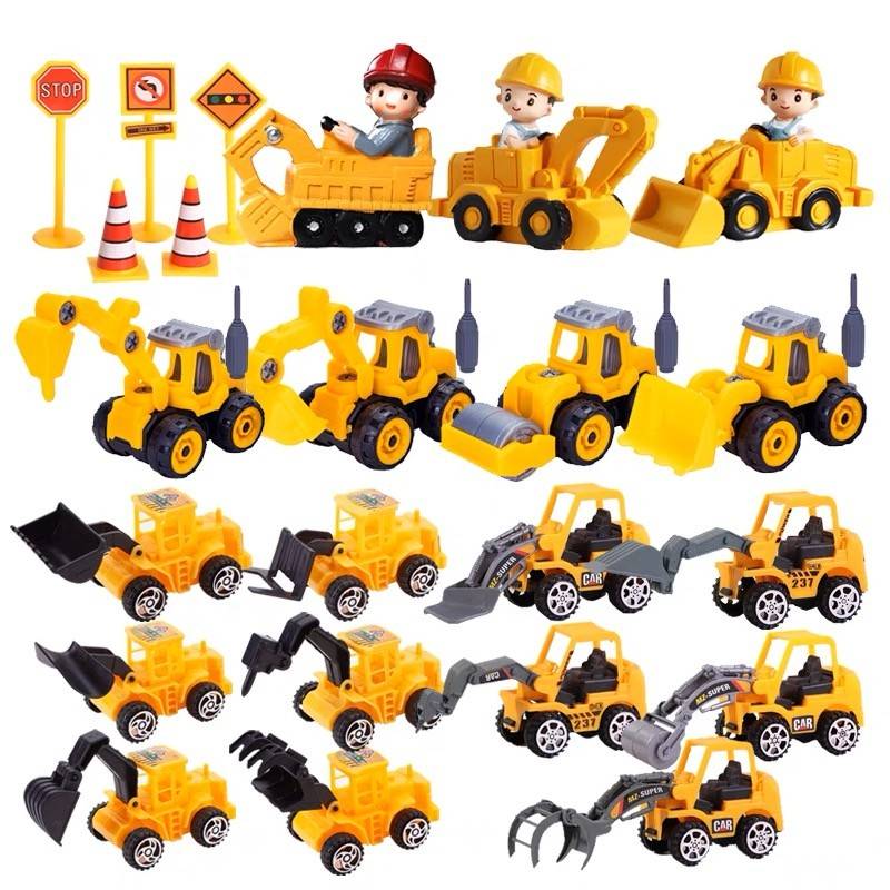 新款工程车挖土机蛋糕装饰摆件 推土机吊塔男孩儿童生日烘焙插件