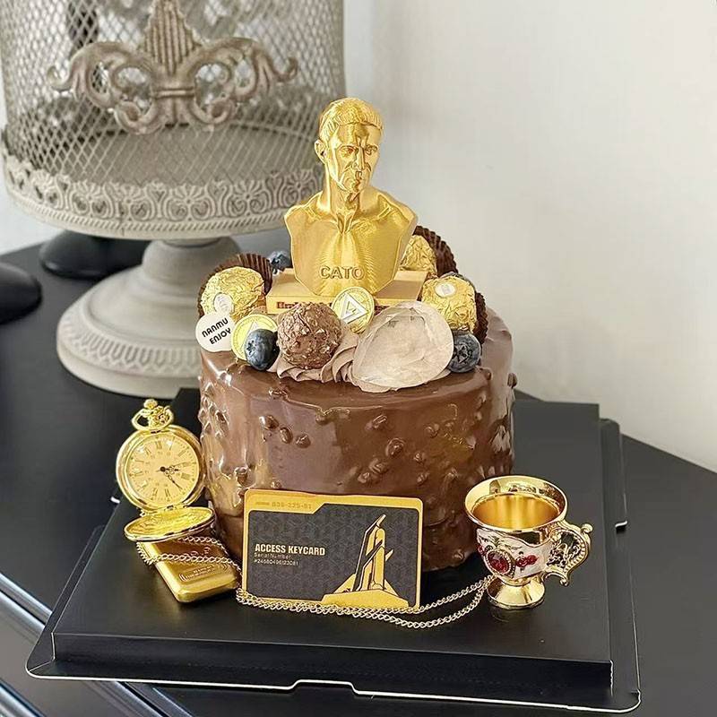 三角洲行动蛋糕装饰摆件插件插牌房卡金条金怀表酒杯男生男神生日