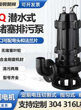 500WQ2000-10-90移动式无堵塞潜水排污泵QW500-2000-10-90循环泵