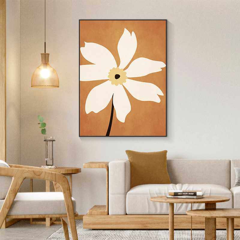 现代简约客厅装饰画北欧大气沙发背景墙挂画抽象花卉单幅落地壁画