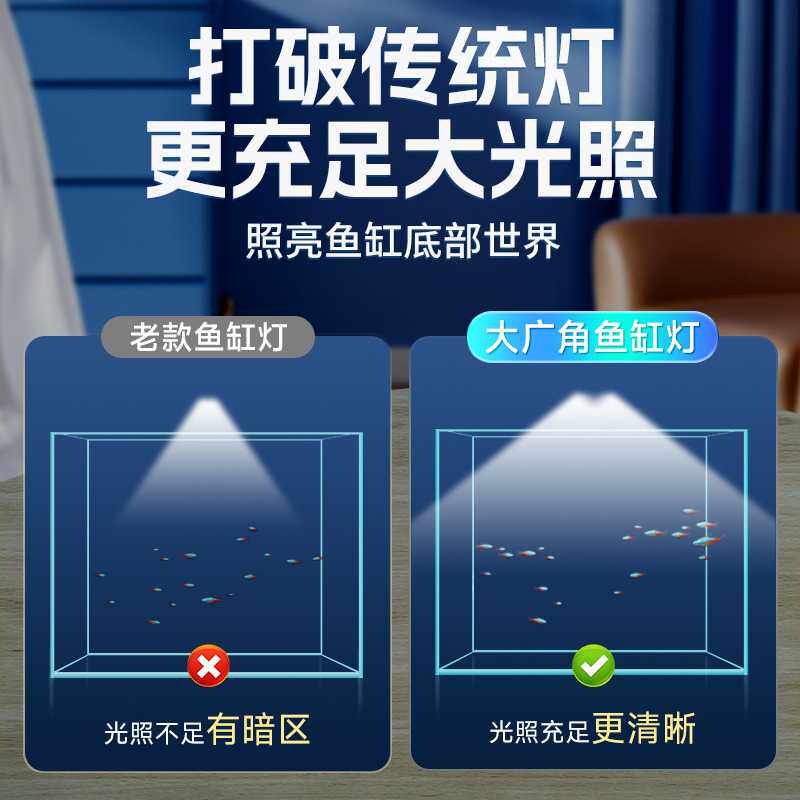 变色防水鱼缸led水草鱼缸灯管爆藻照明灯观赏灯龙鱼灯潜水灯