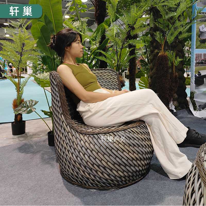 简约户外藤编沙发庭院花园休闲懒人沙发圆床民宿现代双人沙发阳台