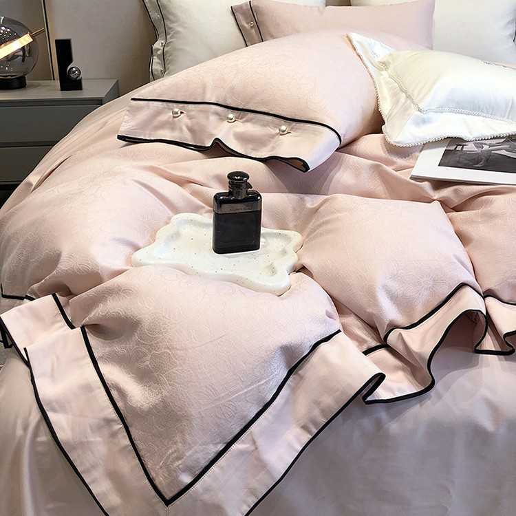 1法式高端140支匹马棉四件套全棉提花被套床单少女心公主风床品