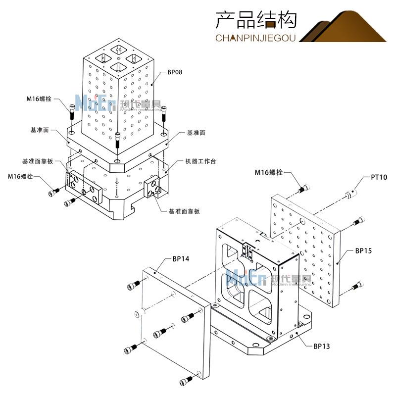 CNC大型铸铁直角弯板T型槽90度靠板加工中心靠山垂直靠铁MC基座