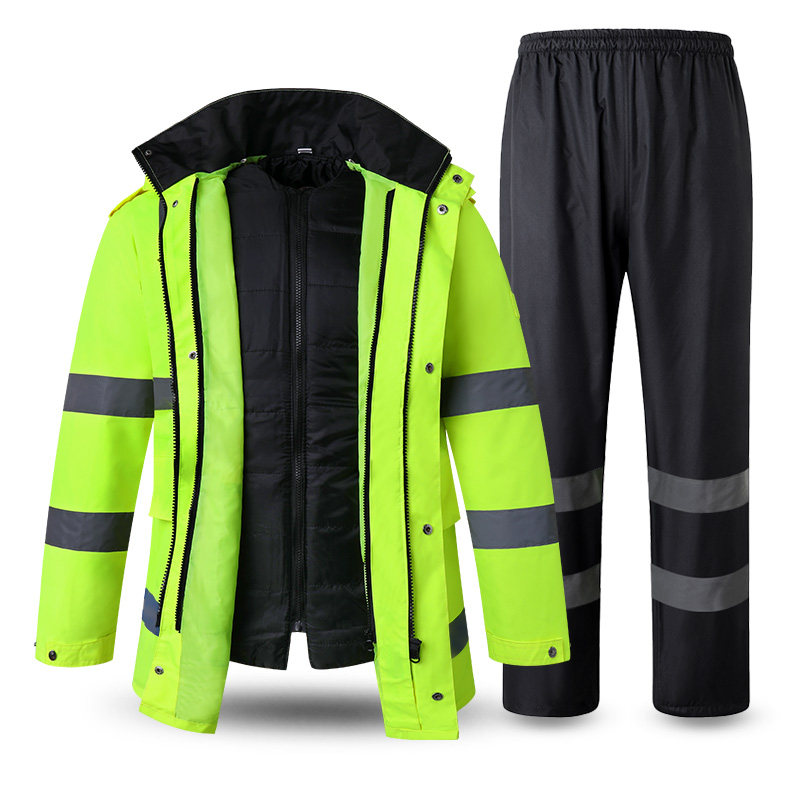 反光棉衣男冬季加厚交通安全棉服萤光外套高速公路防寒服大衣