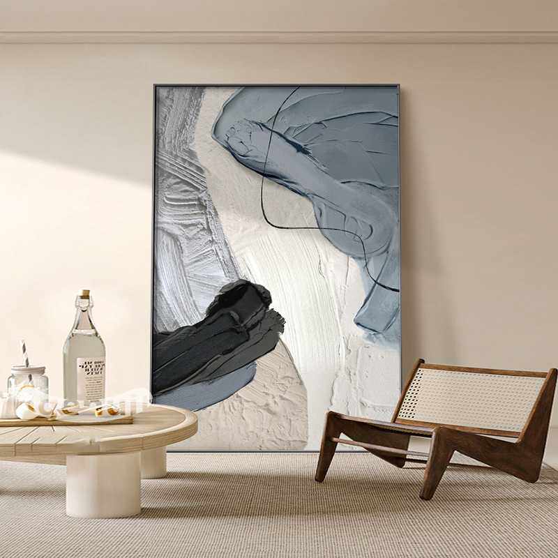 抽象客厅装饰画现代简约玄关高级感肌理挂画沙发后面的大幅落地画