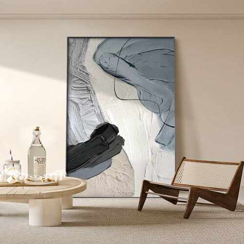 抽象客厅装饰画现代简约玄关高级感肌理挂画沙发后面的大幅落地画