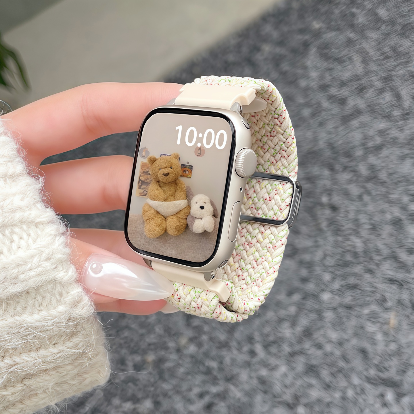 靓戴适用苹果iwatch编织磁吸表带